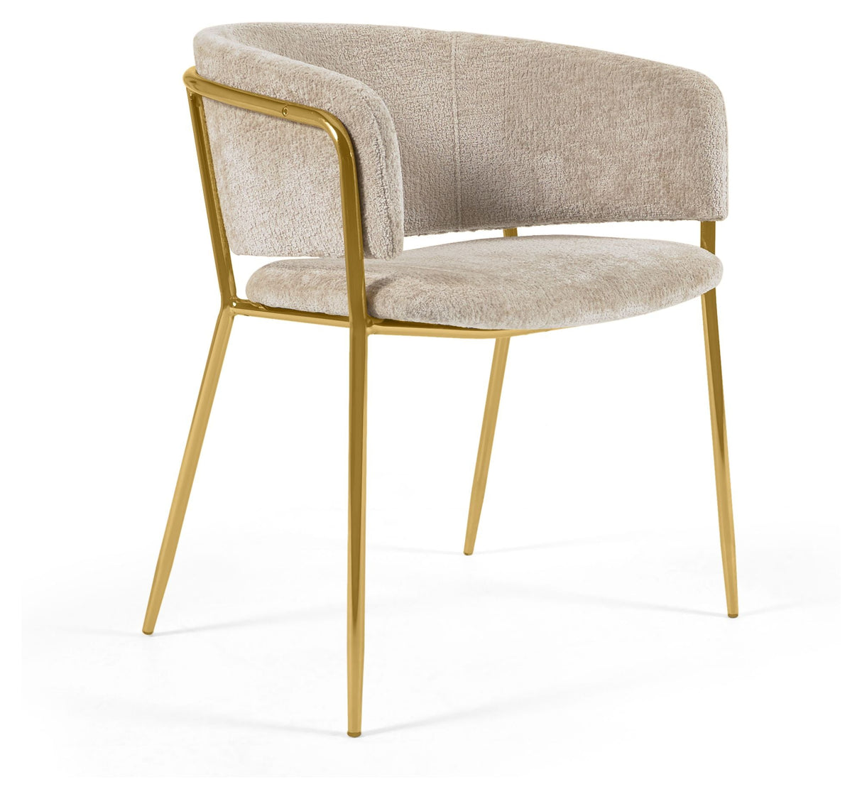 Runnie Dining Chair, Beige Chenille