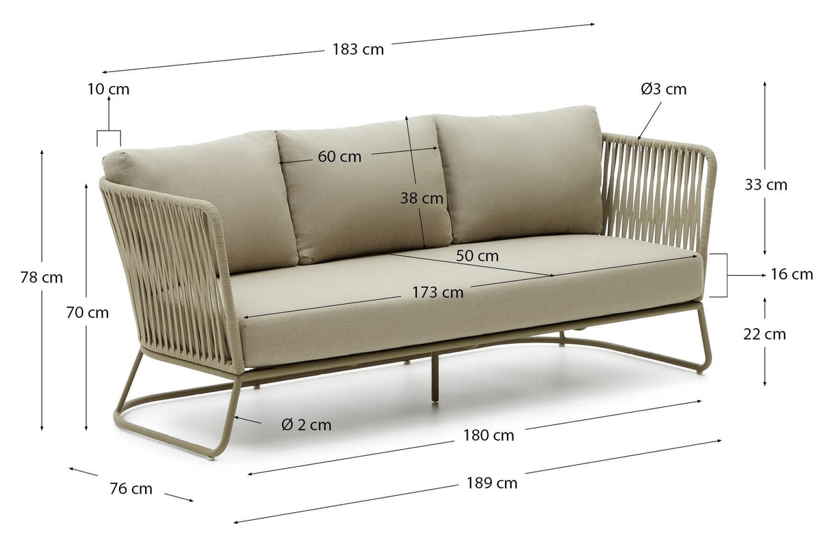 Saconca 3-sits soffa, 192 cm