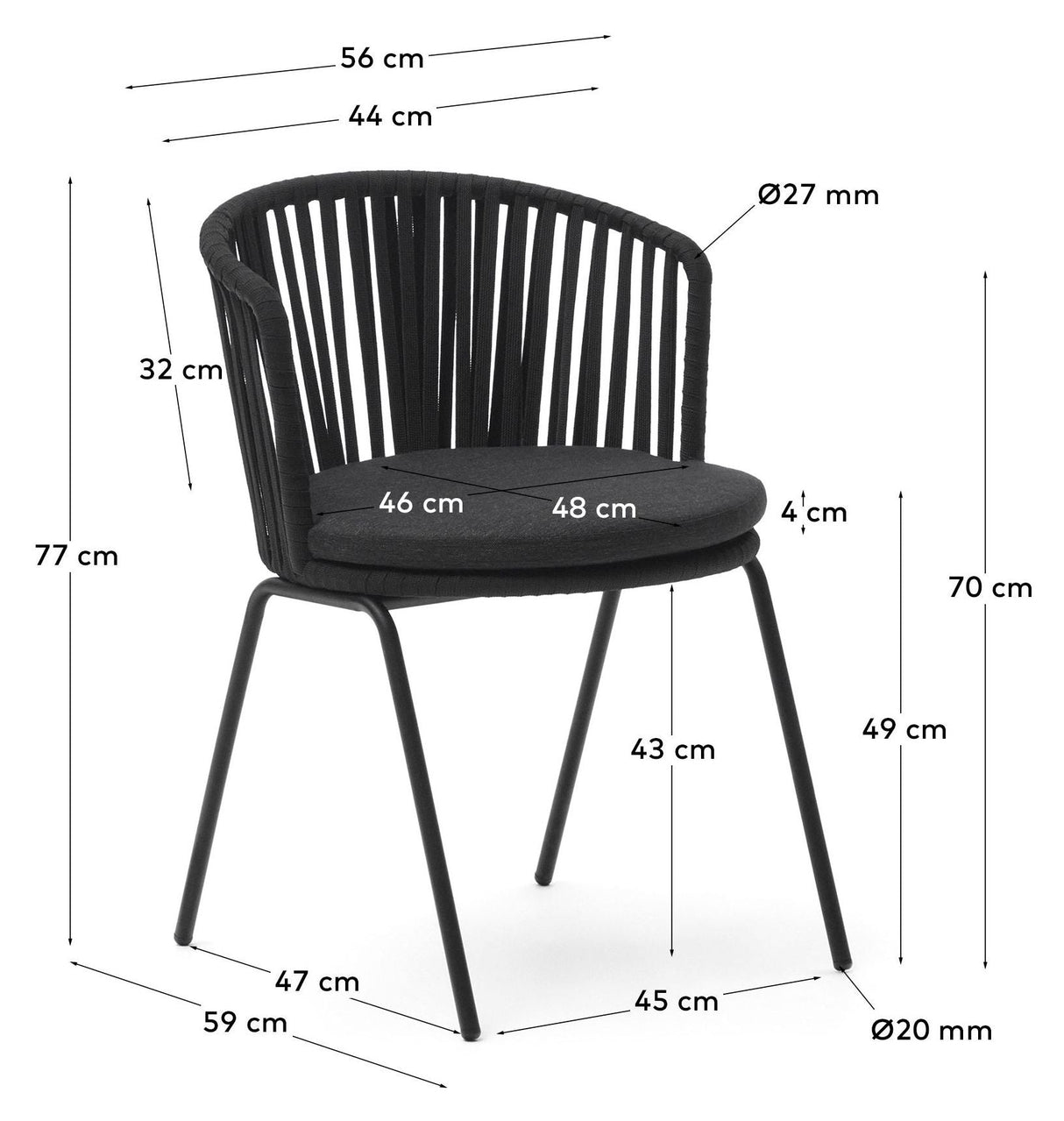 Saconca trädgårdsstol, svart