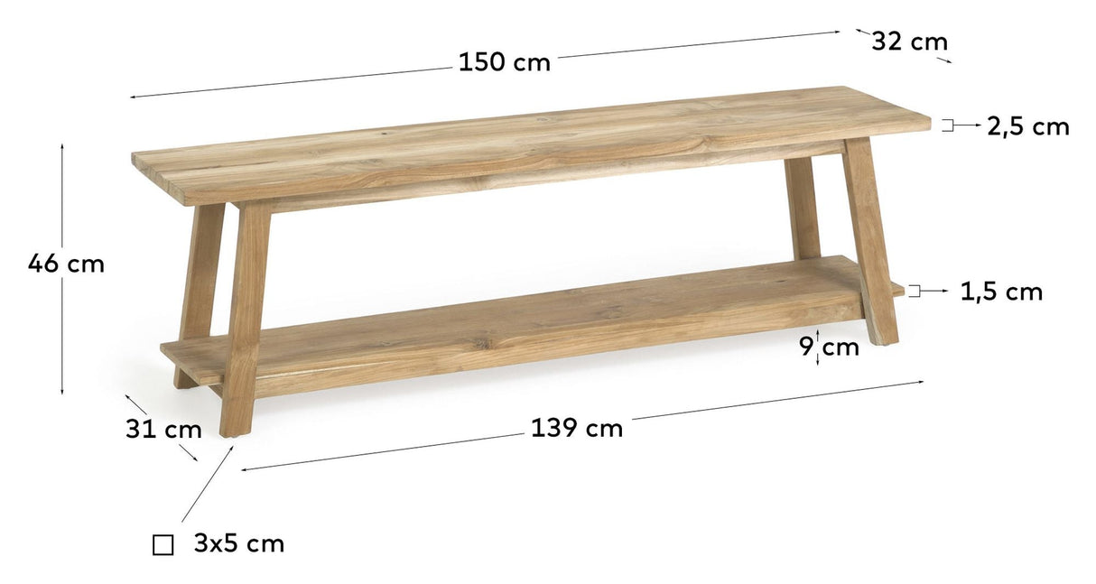 SAFARA BENCH - Återvunnet teak, B150