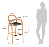 Sheryl Barstool Green/Light Wood