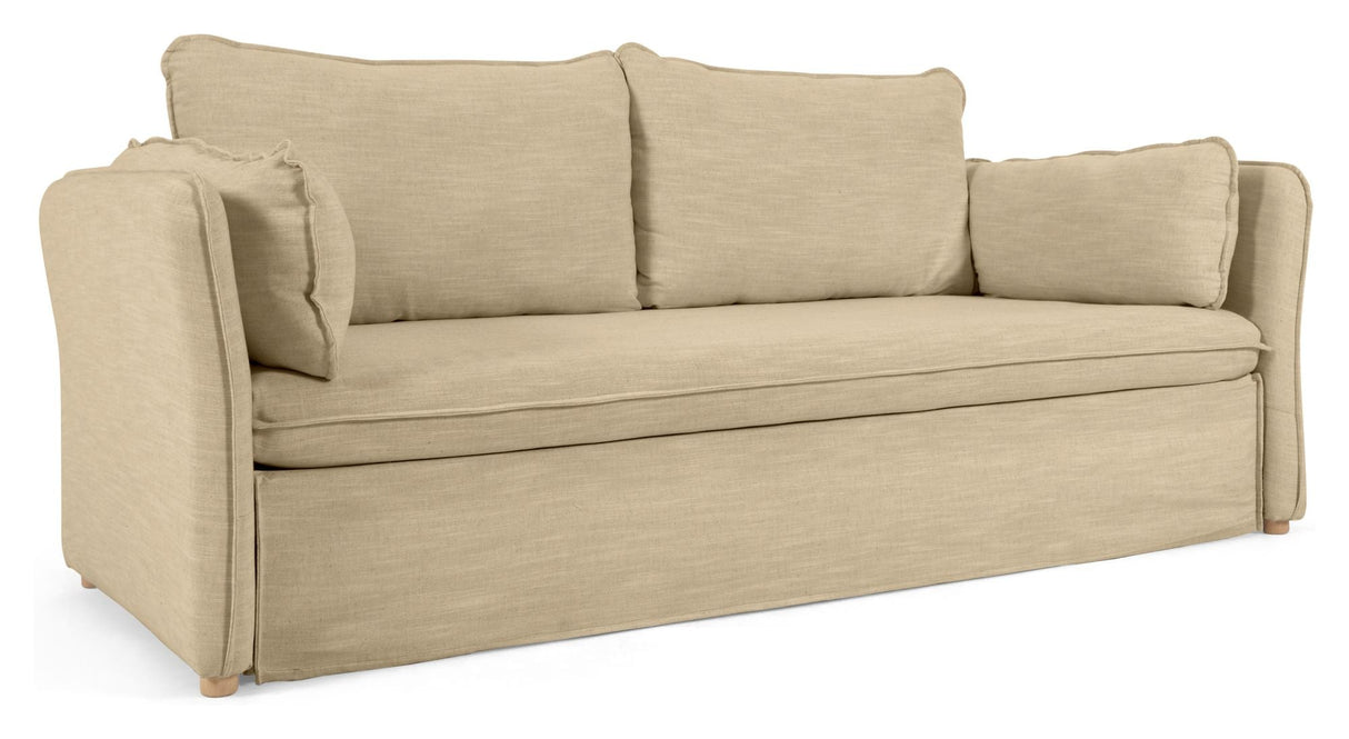 Tanit Sofa Bed, B210, Beige Linen/Beech ben