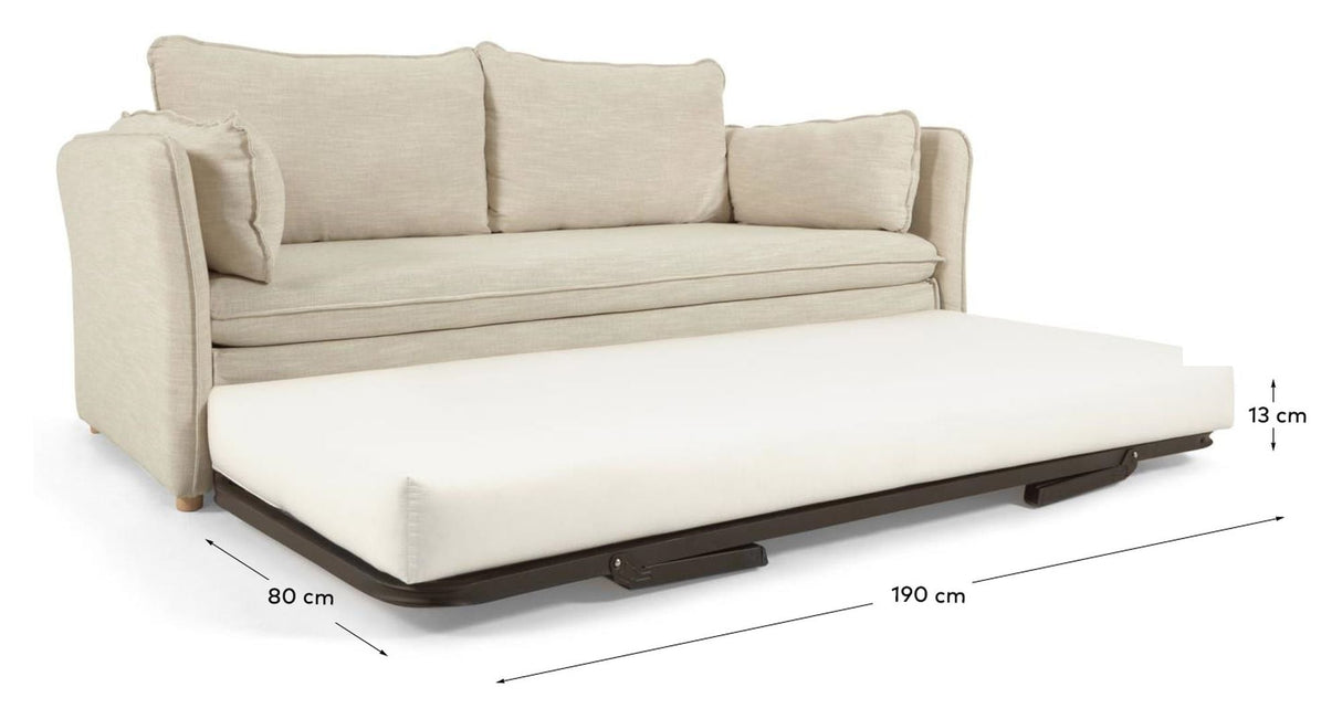 Tanit Sofa Bed, B210, off-white linne/bokben