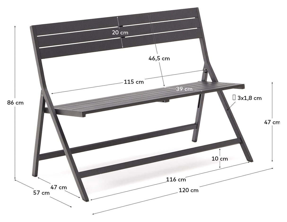 Torrreta fällbar bänk, svart