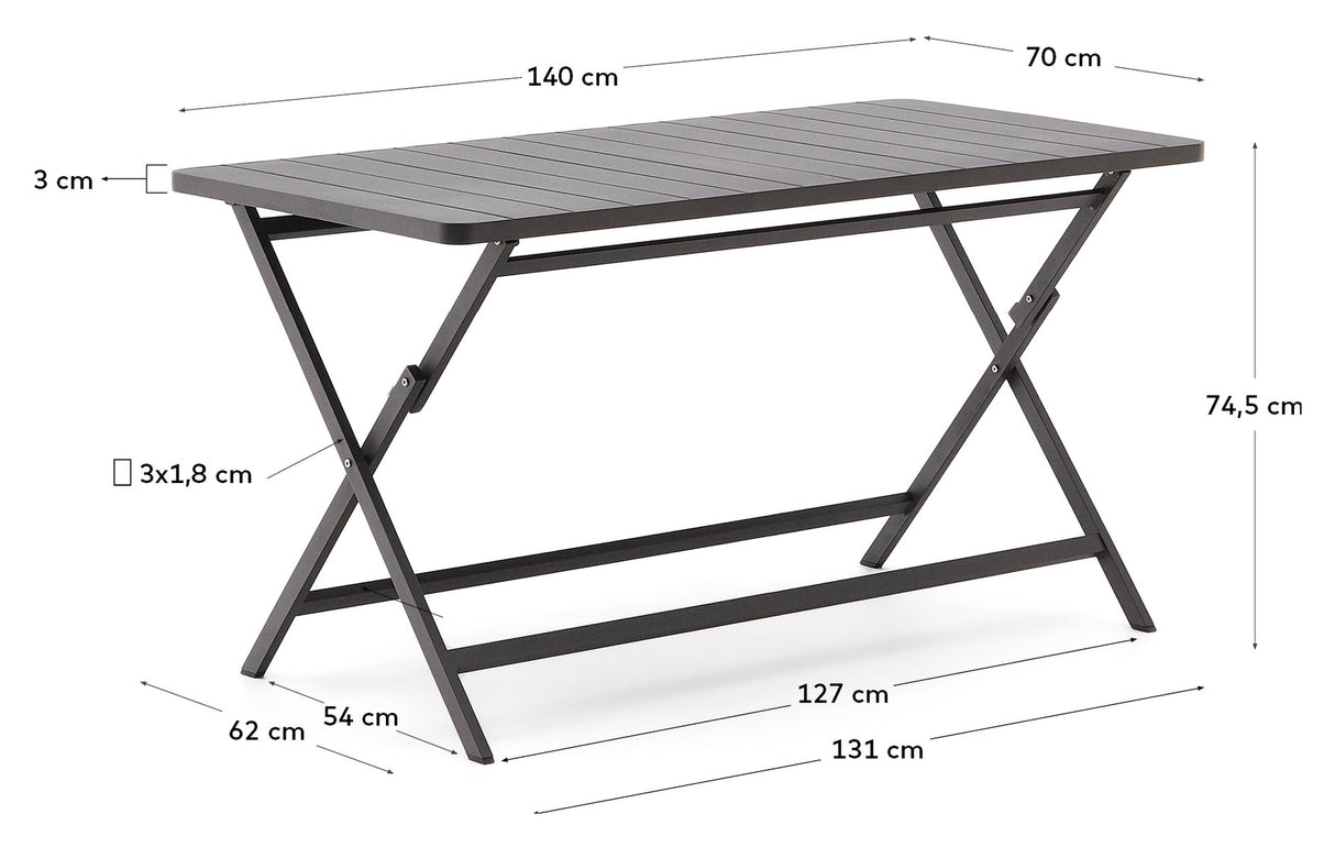 Torrreta vikbord, svart 140 x 70 cm