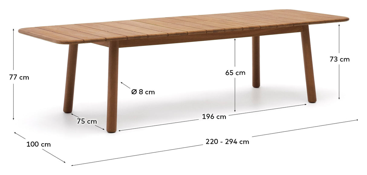 Turqueta utdragbar tabell, 220 (290) x 100 cm