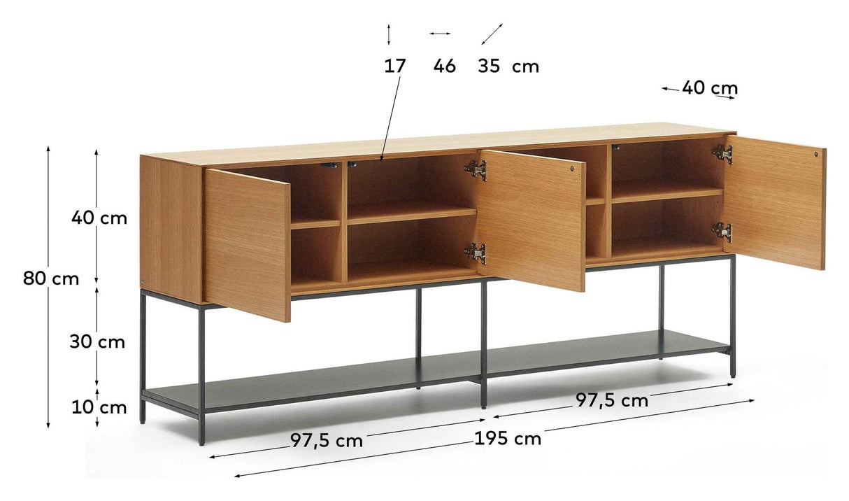 Vedrana skänk, Oak Veneer, 195x80