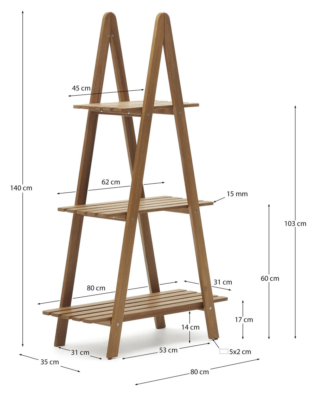 Victora -hyllor, Solid Acacia, 80x140