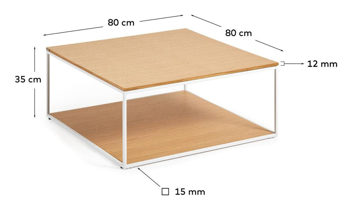 Yoana Coffee Table 80x80, Oak Veneer/White