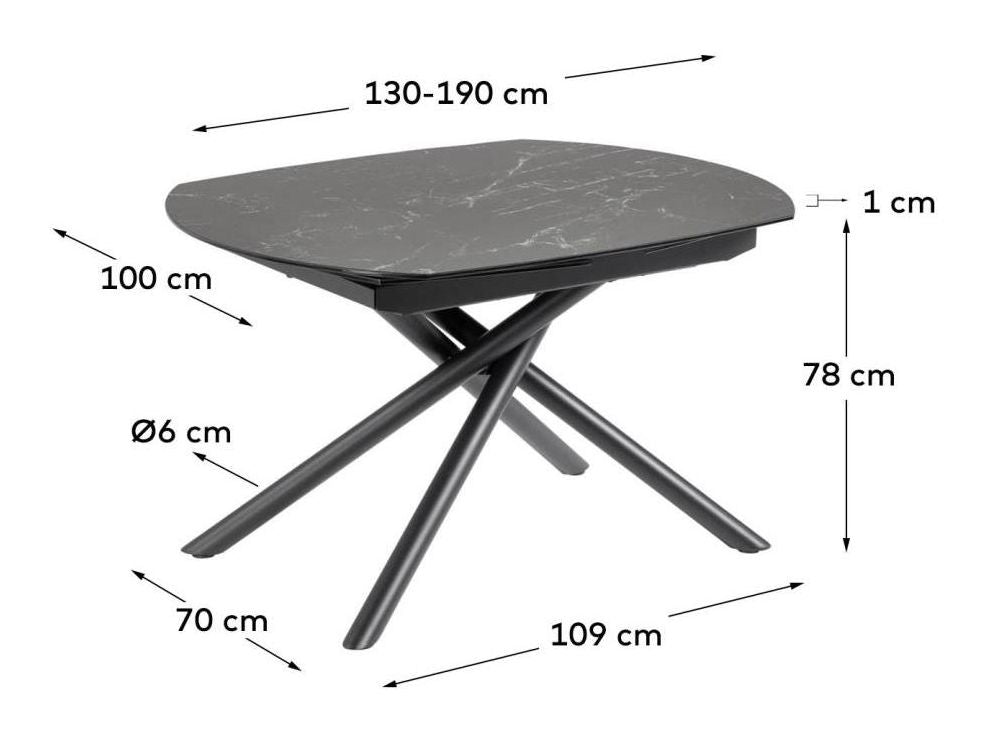 Yodalia Dining Table Grey, 130/190x100