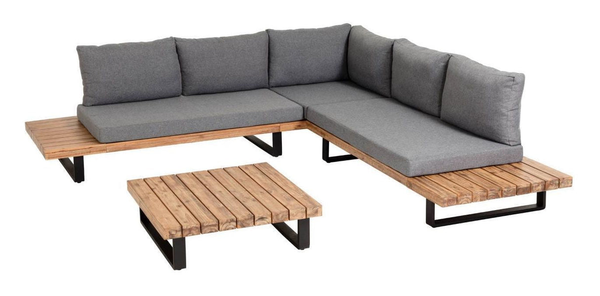 Zalika Lounge Set Acacia Wood/Grey Cushions