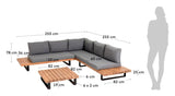 Zalika Lounge Set Acacia Wood/Grey Cushions