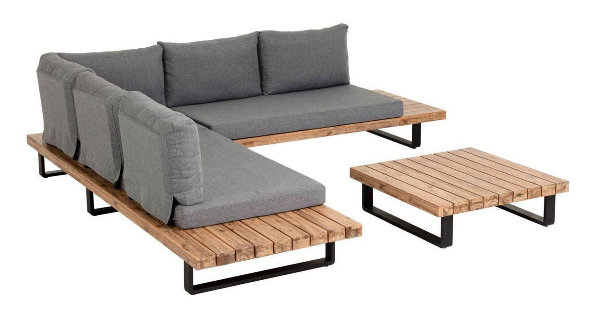 Zalika Lounge Set Acacia Wood/Grey Cushions