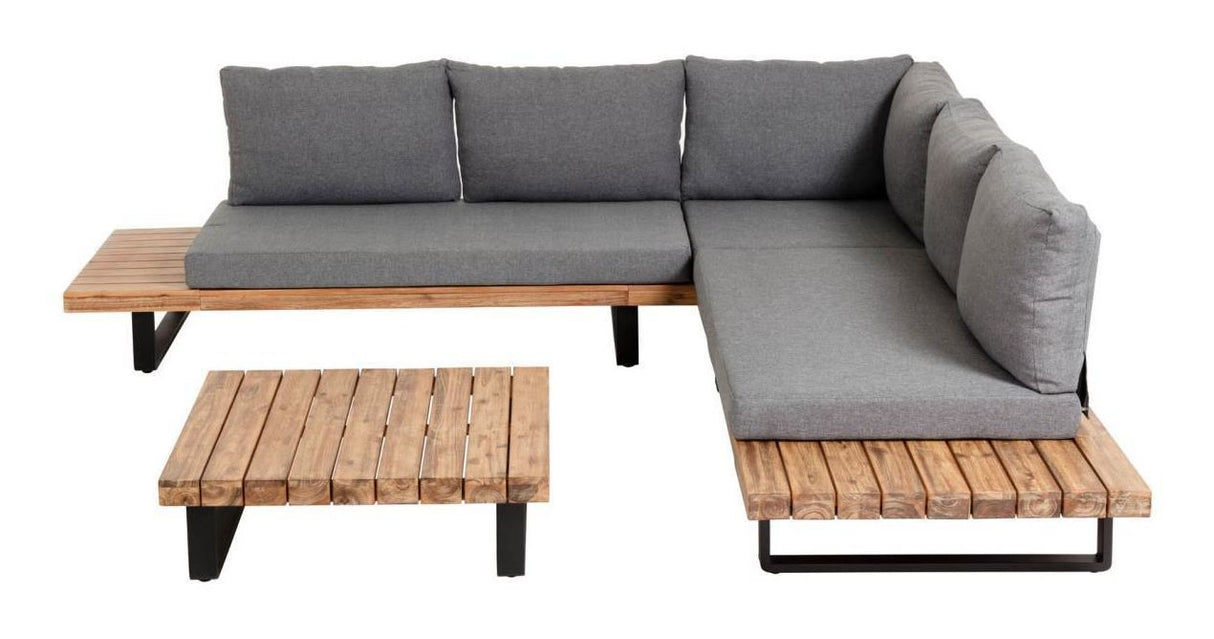 Zalika Lounge Set Acacia Wood/Grey Cushions