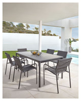 Zaltana Garden Table With Extension, 140/200x90, Mat Black Aluminium