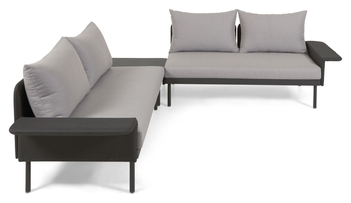 Zaltana Lounge Corner Soffa med bord, matt svart aluminium