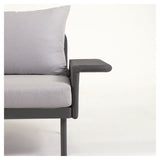 Zaltana Lounge Corner Soffa med bord, matt svart aluminium