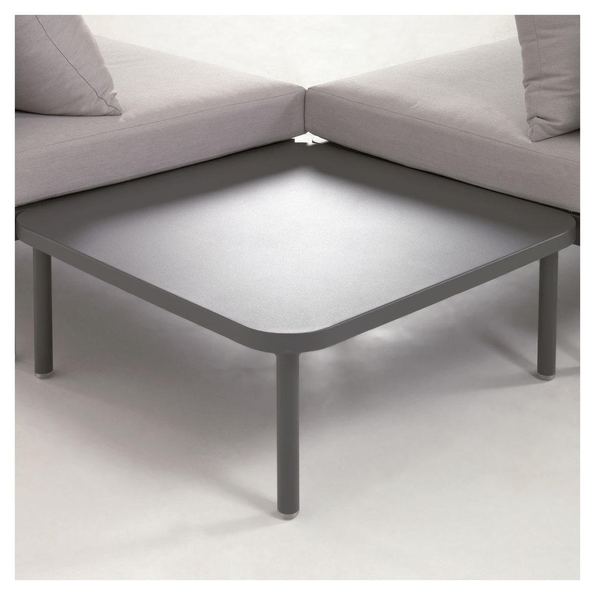 Zaltana Lounge Corner Soffa med bord, matt svart aluminium