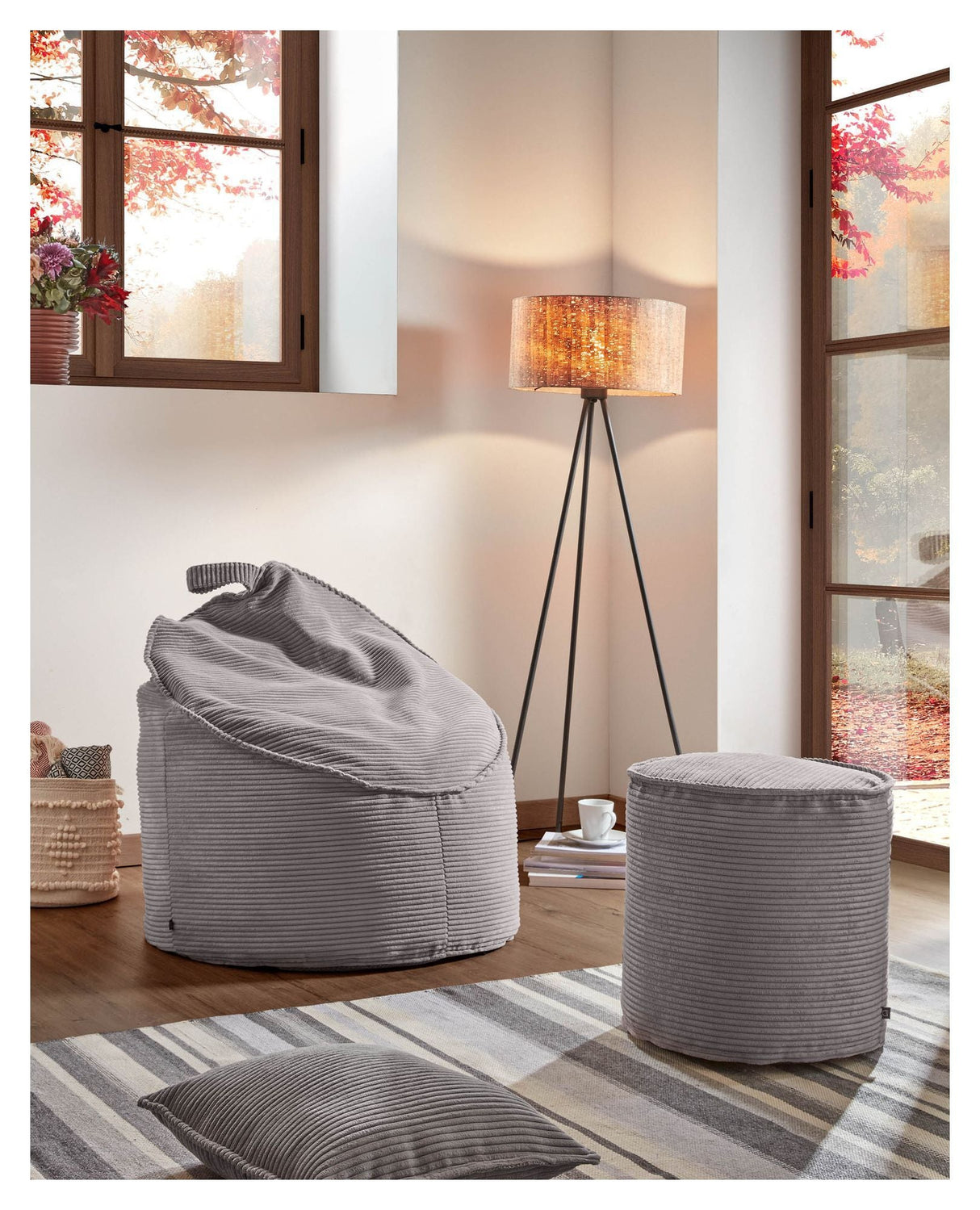 Zina Pouf Gray Velvet, Ø40