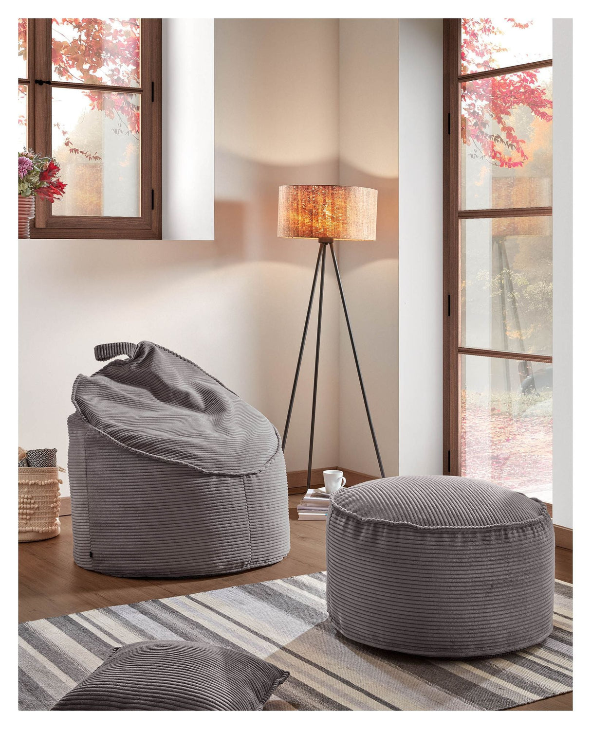 Zina Pouf Gray Velvet, Ø60