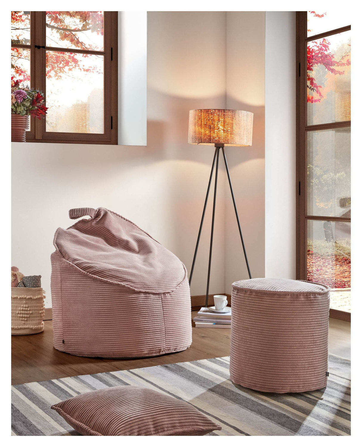 Zina Pouf Pink Velvet, Ø40