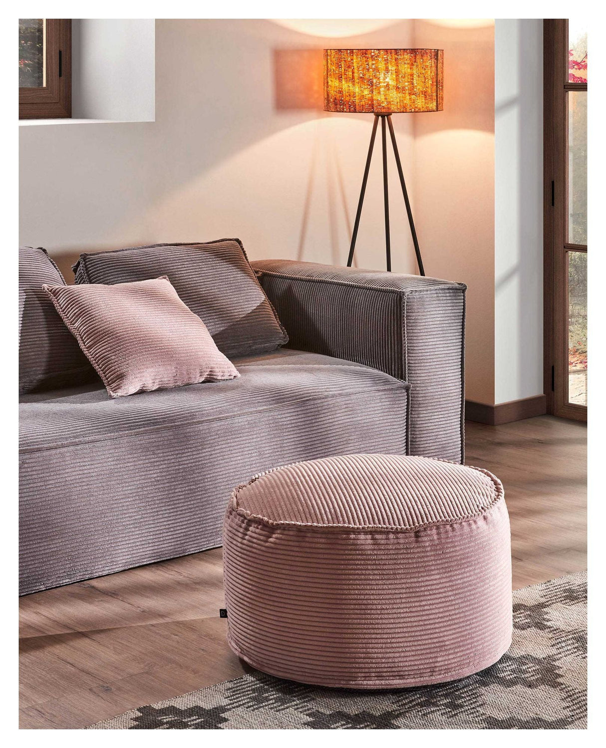 Zina Pouf Pink Velvet, Ø60