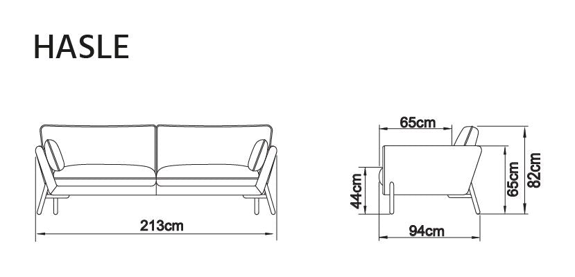 Hasle 3-sits soffa latte tyg, solida ekben