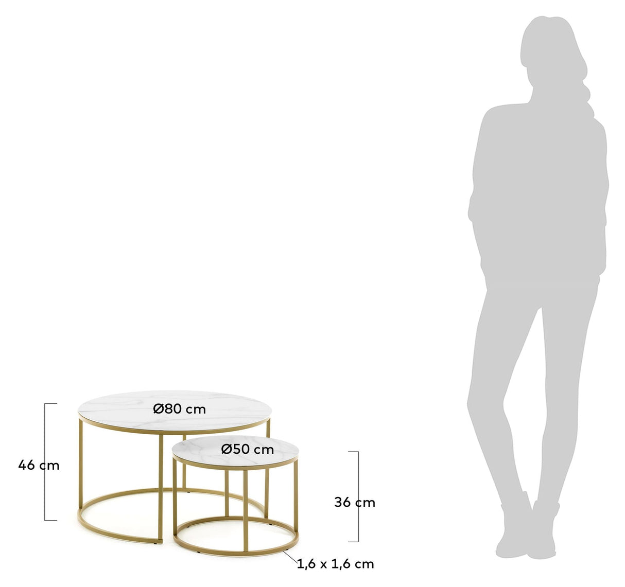 Leonor Deposit Table White/Golden, Ø50/80