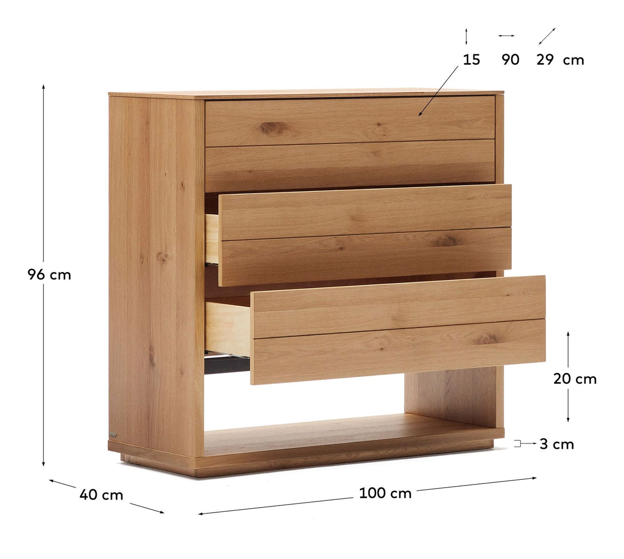 ALGUEMA Sideboard w. 3 lådor, natur, 100x97