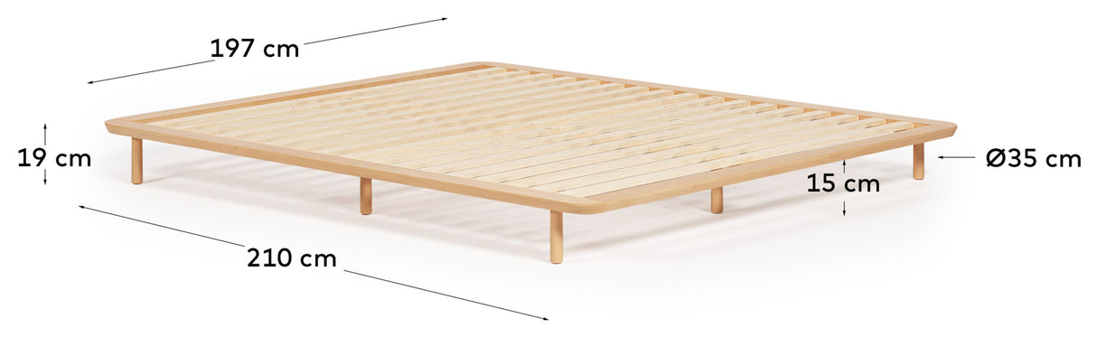 Anielle Bed Frame, Solid Ash Wood, 180x200