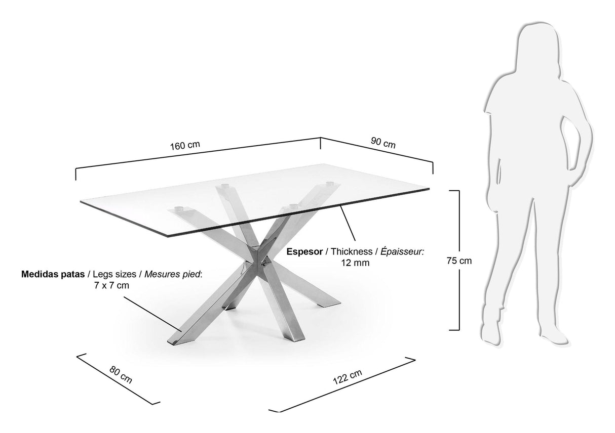 Argo, matbord 160x90cm, silver/glas