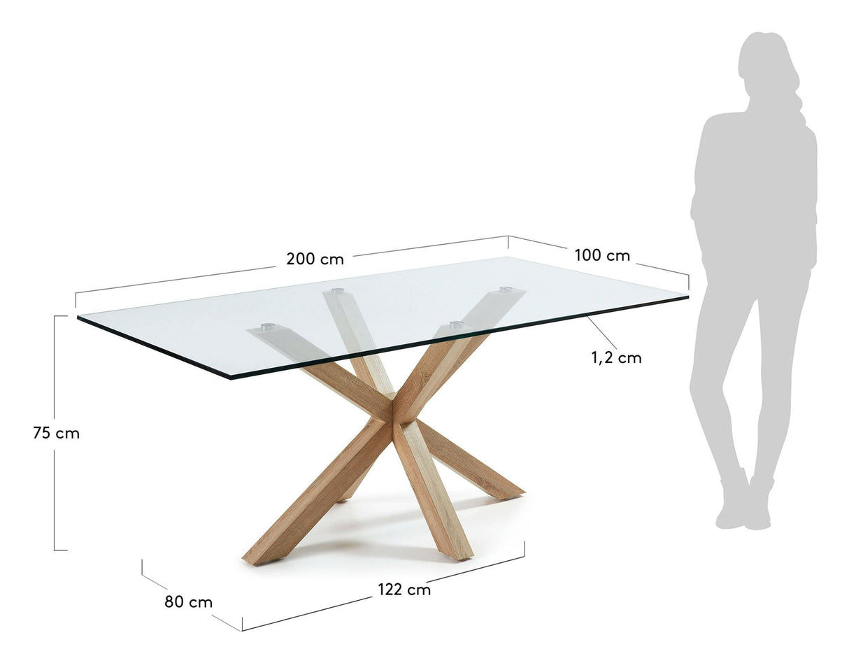 Argo, matbord 200x100cm, glas/ek