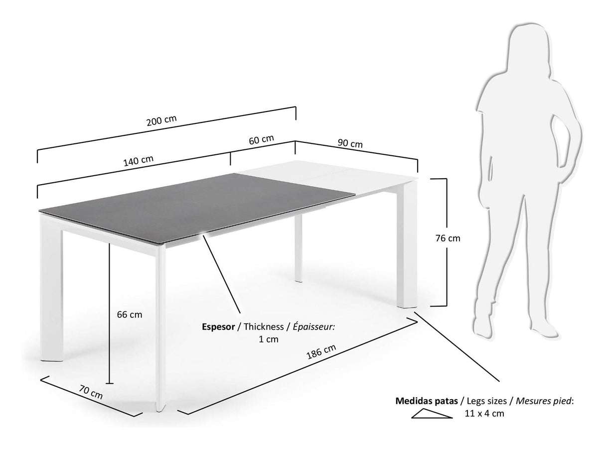 Axel, matbord 140/200 cm, grå/vit