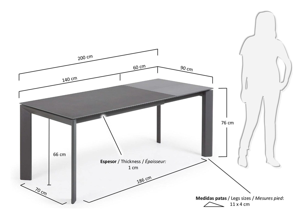 Axel, matbord 140/200 cm, grå