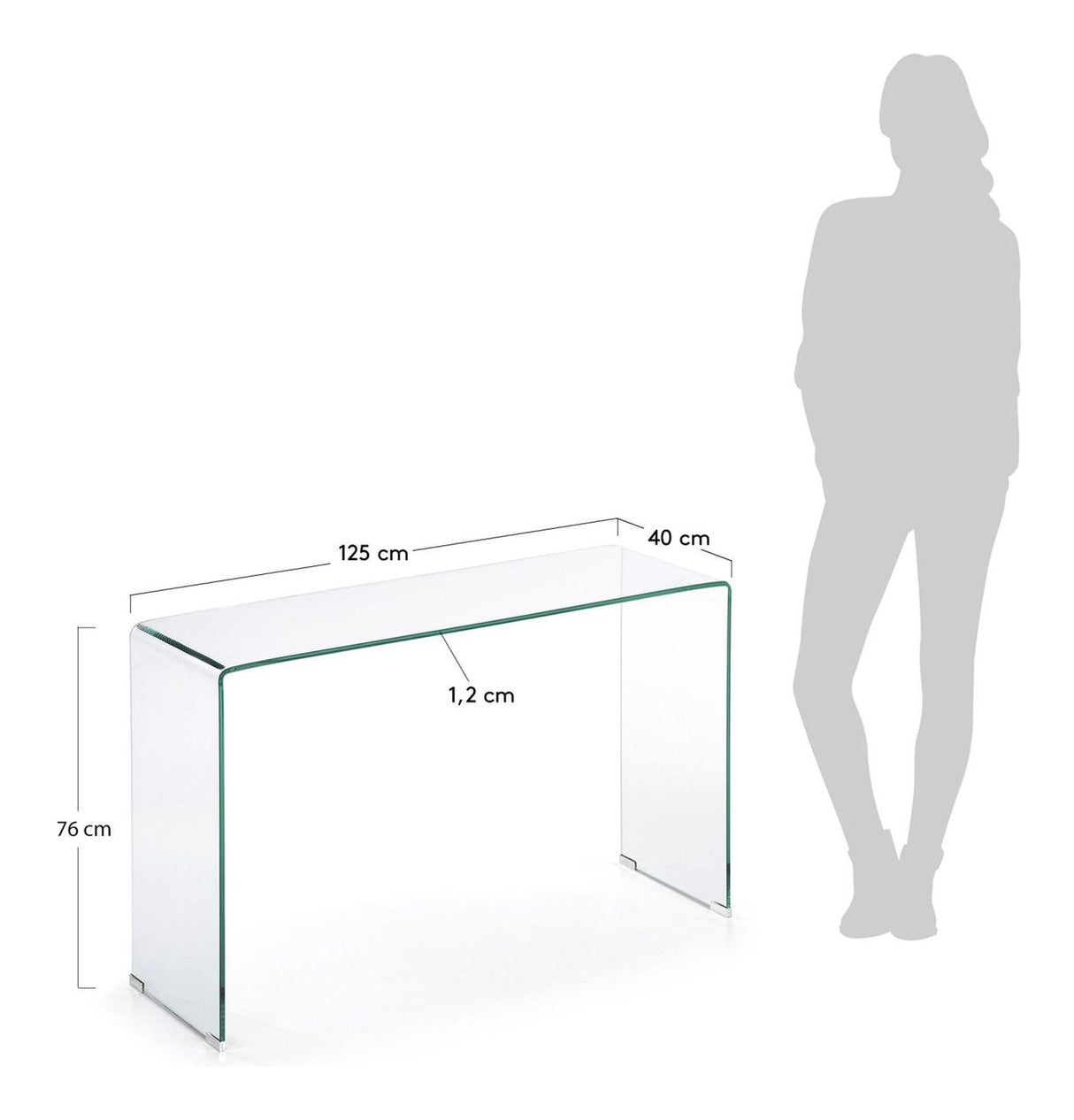 Burano Console Table, Tempered Glass, 125x78