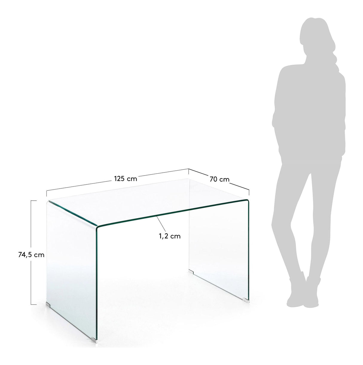 Burano Desk, Tempered Glass, 125x70