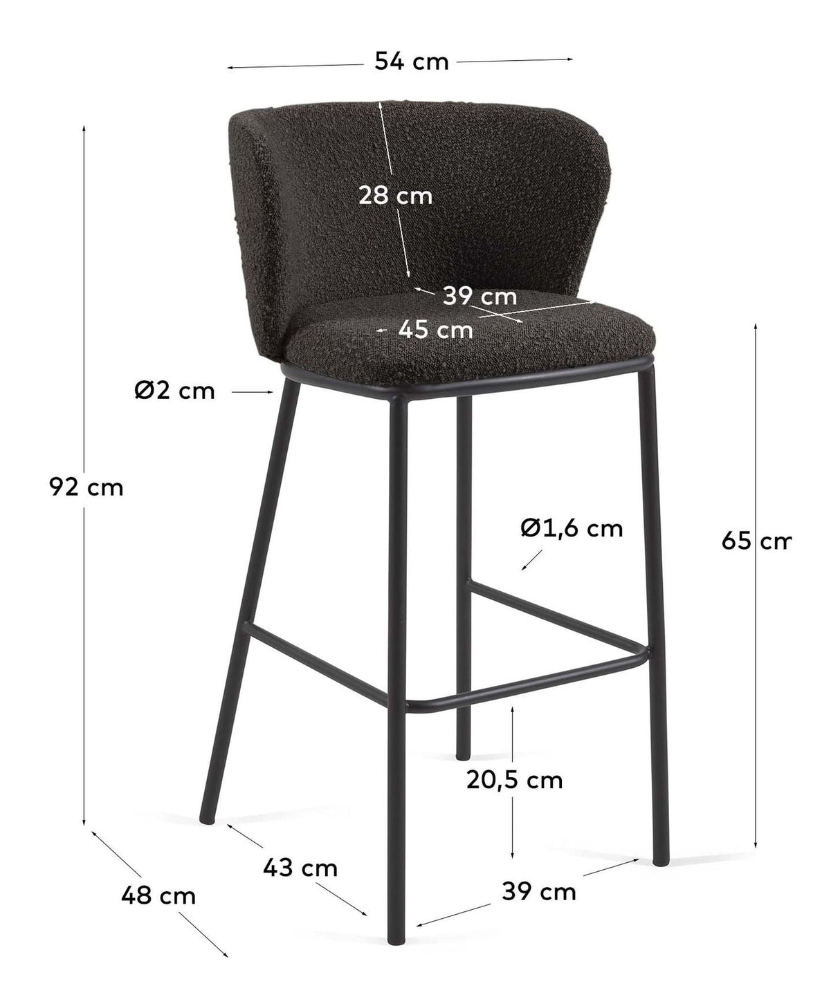 Ciselia Barstol H: 65, svart