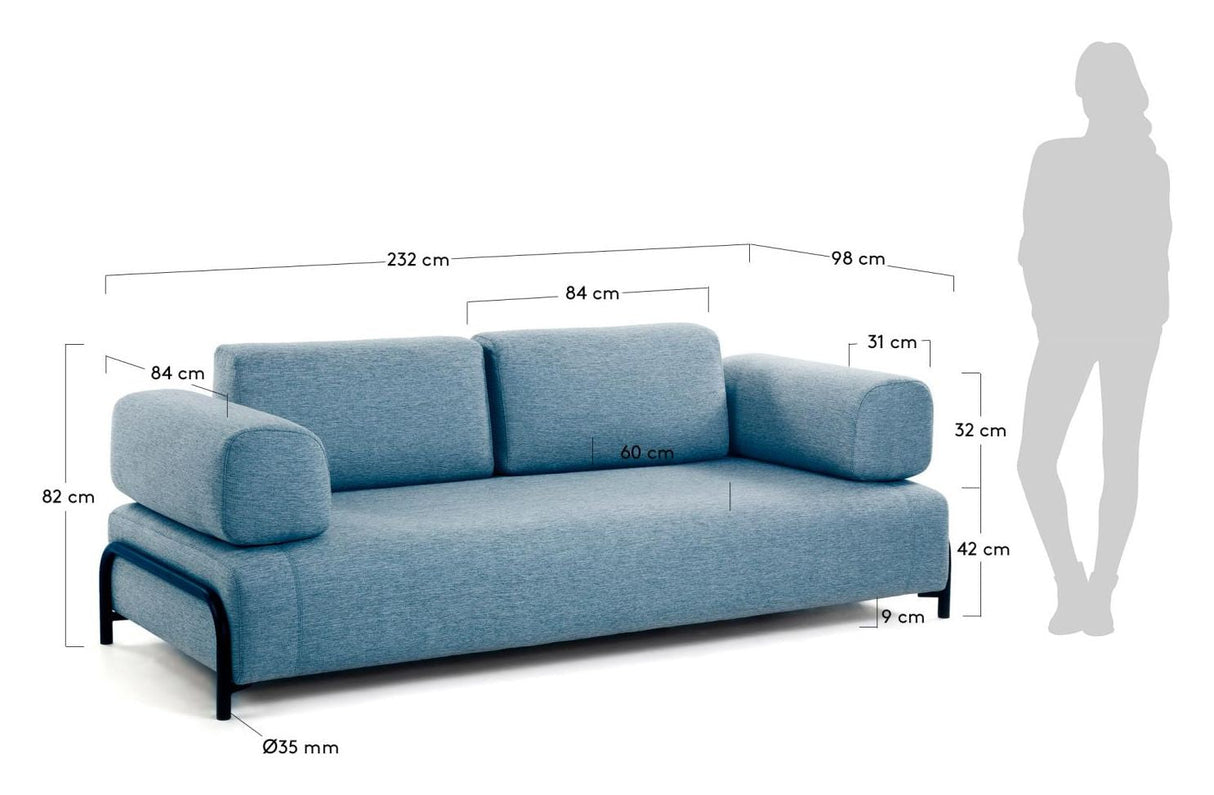 Compo 3-sits soffa, blå