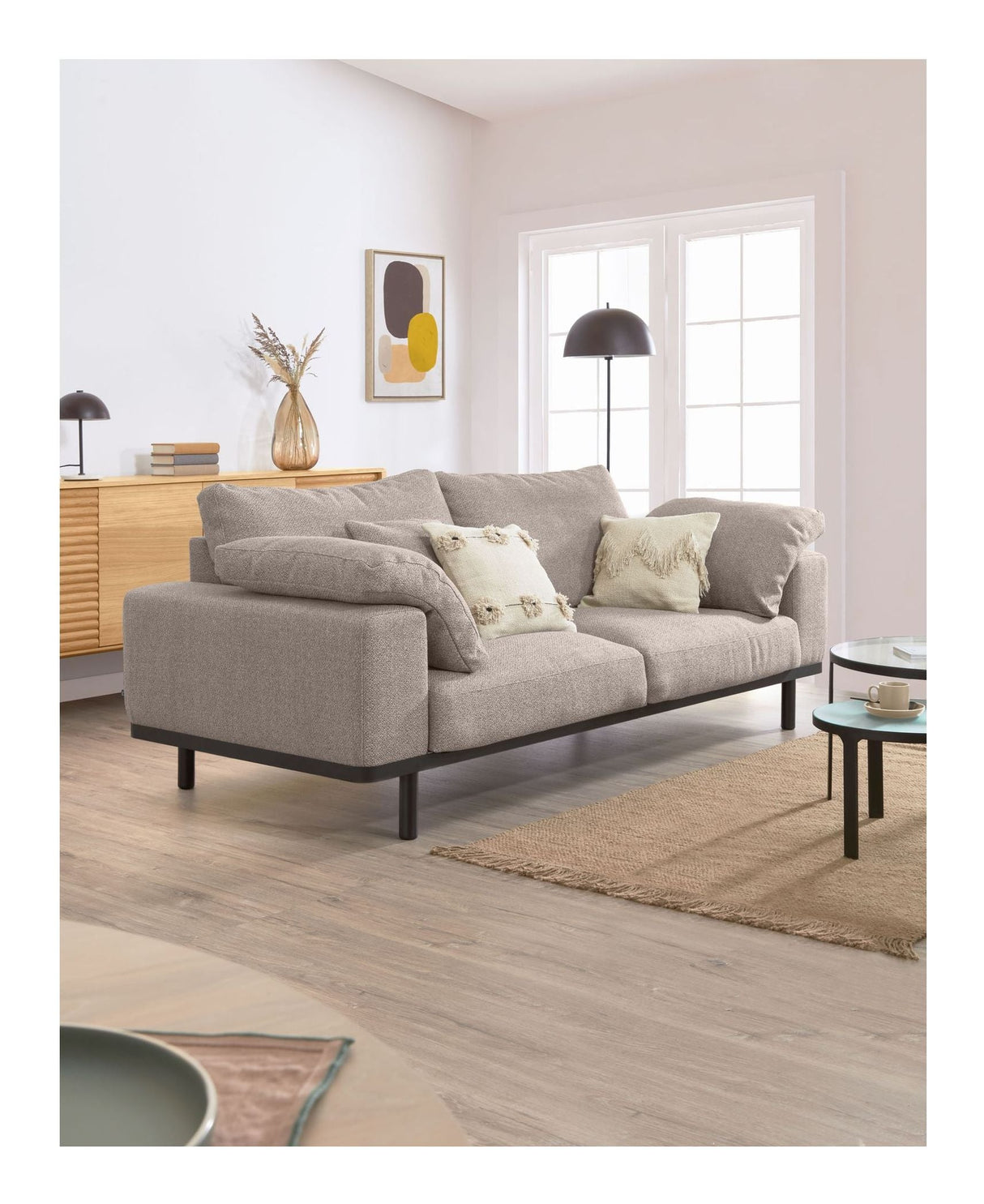 NOA 3-Pers. Soffa, beige/svart