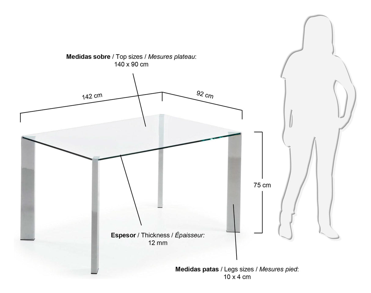 Spot matbord, härdat glas, 142x92