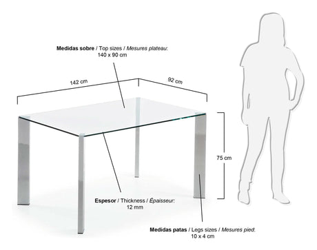 Spot matbord, härdat glas, 142x92