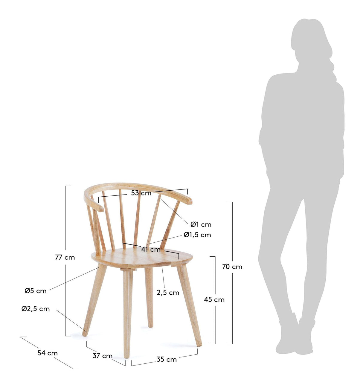 Trise matstol, naturlig lack