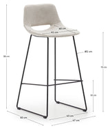 Zahara Barstool, Beige Fabric, H: 76