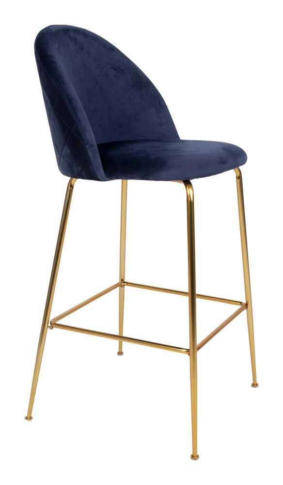 Lausanne Barstool i Blue Velvet med benen i mässing