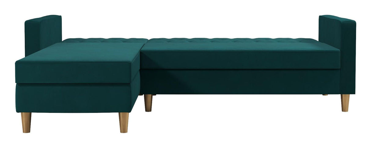 Liberty Sofa Bed with Chaise Longue, Green