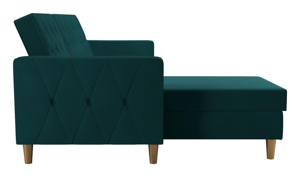 Liberty Sofa Bed with Chaise Longue, Green