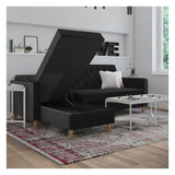 Liberty Sofa Bed with Chaise Longue, Black