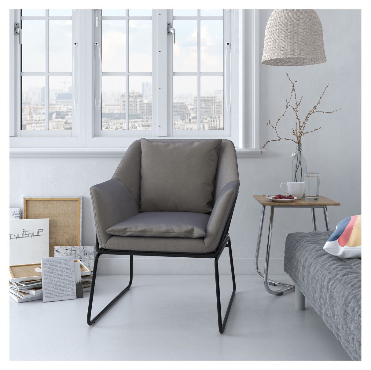 Avery Lounge Chair, Grey Velvet