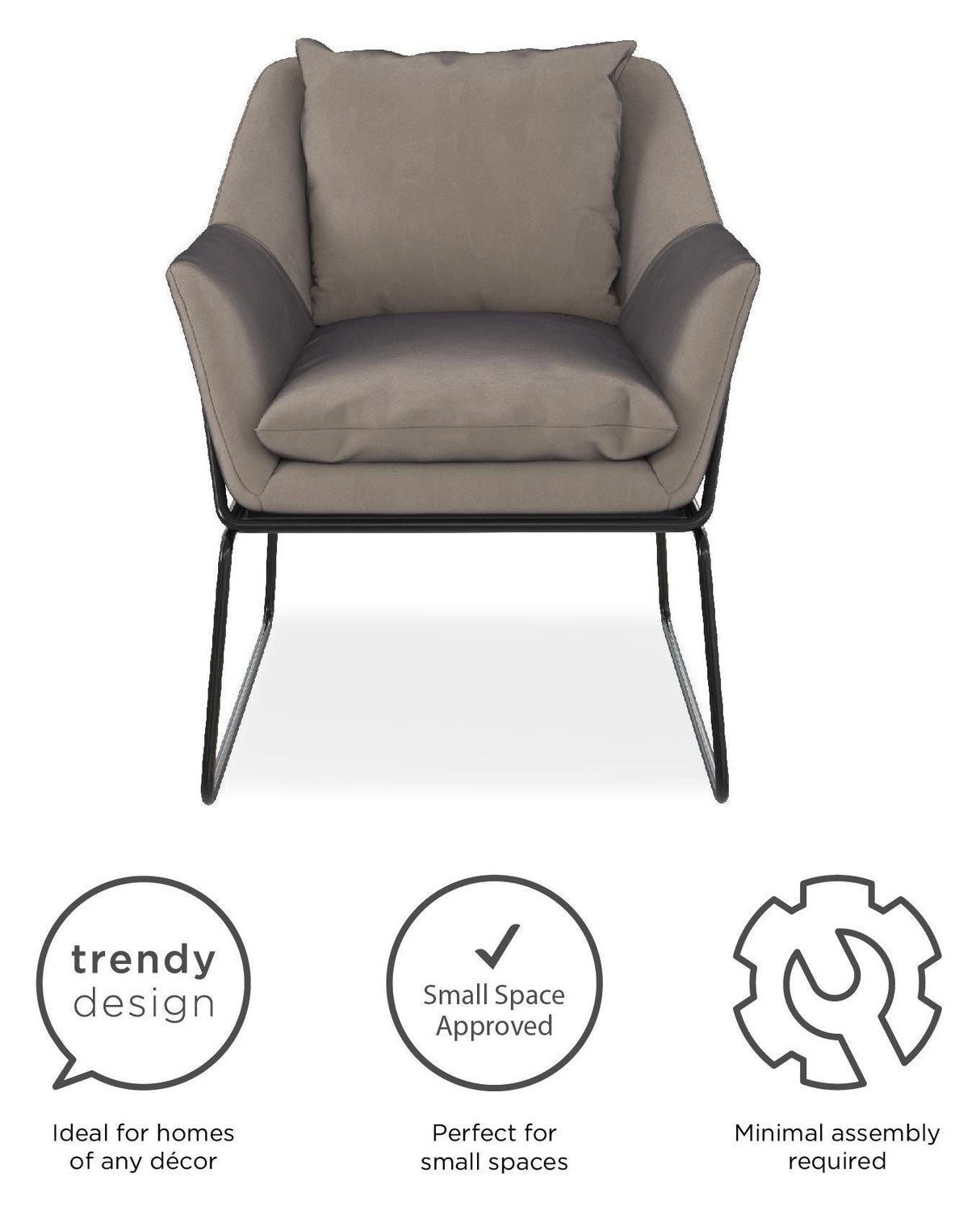 Avery Lounge Chair, Grey Velvet