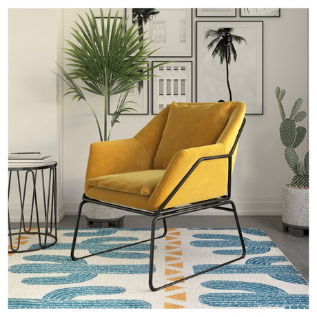 Avery Lounge Chair, Mustard Yellow Velvet